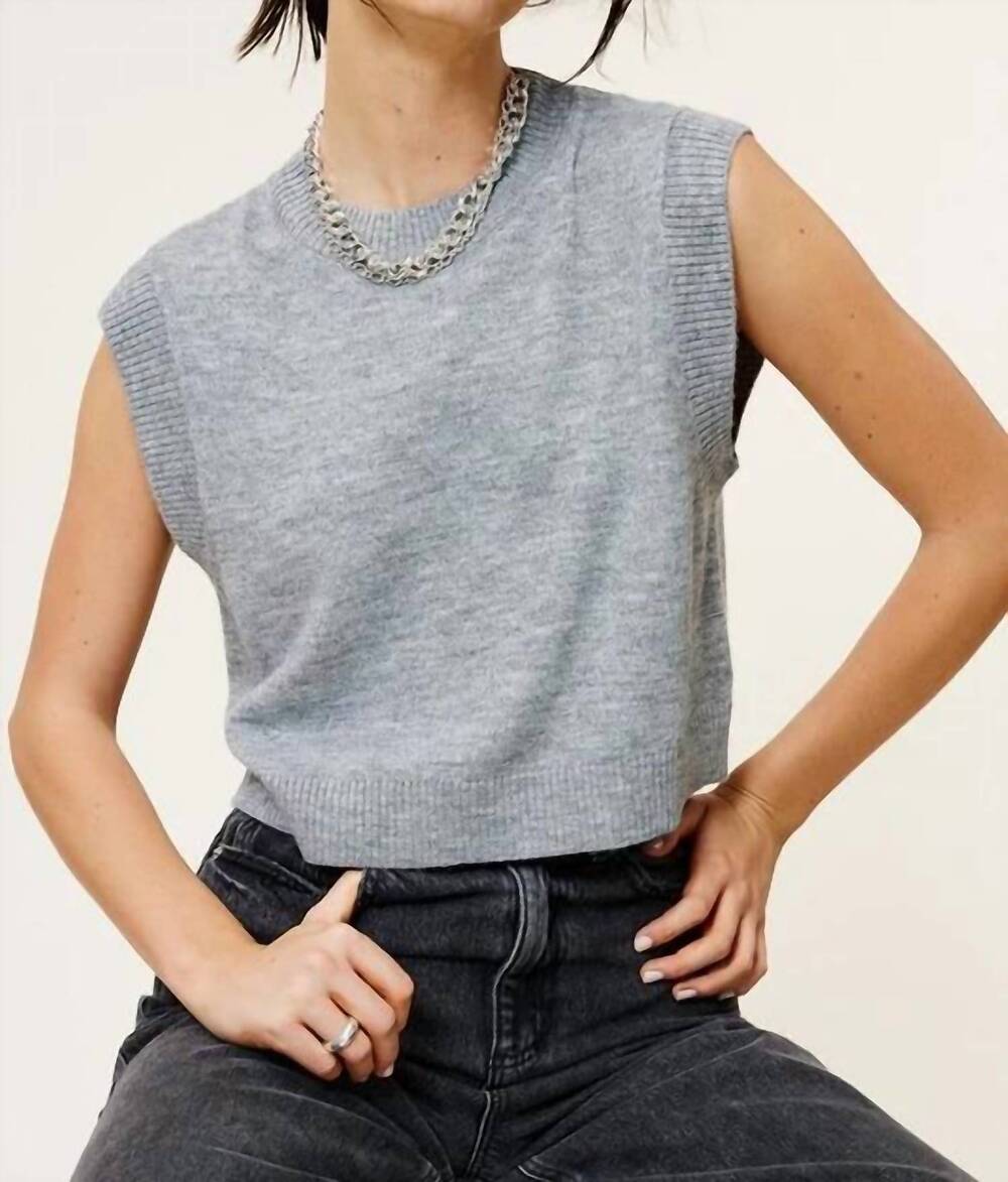 NEW MIMOSA solid knit sweater vest in grey